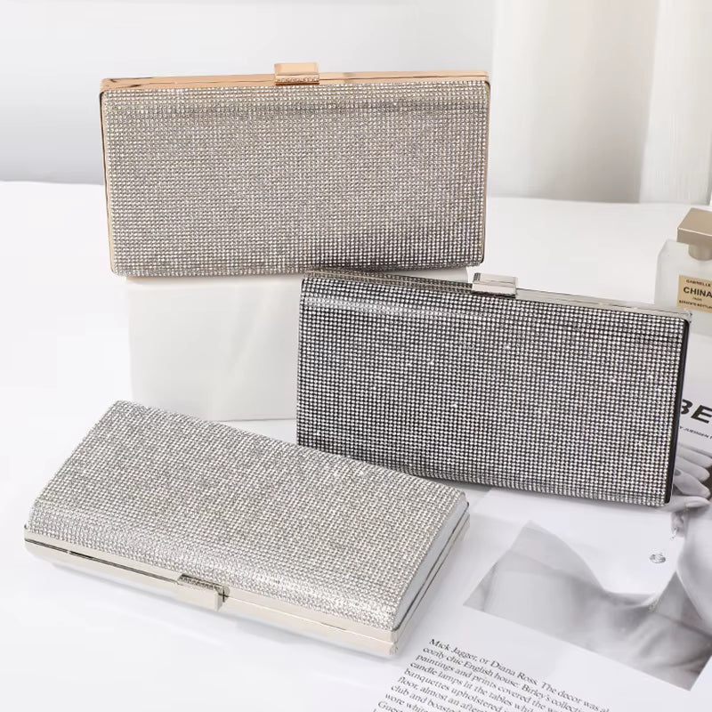 Women Evening Clutch Handbag Diamond Sequin Crystal Day Clutches Wedding Purse Party Banquet Box Chain Shoulder Messebger Bags